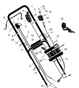 Handle Assembly Diagram and Parts List for 20705X6A 1997 Briggs and Stratton Lawn Mower